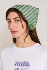 TIE HEAD SCARF - NAVY/LIME STRIPE