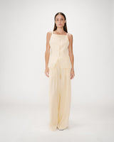 Tailored Tencel and linen square-neck vest jaune Winston