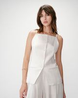 Tailored Tencel and linen square-neck vest sable Winston