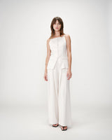 Tailored Tencel and linen square-neck vest sable Winston