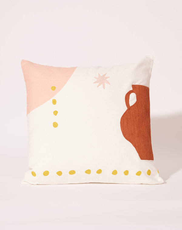 Terracotta Jar Embroidered Cushion