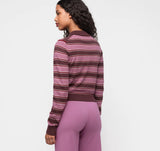 True Knit Fluffy Polo Cardigan - Sugar Plum Stripe