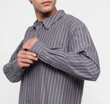 True Relaxed Poplin Shirt - Pavement Stripe