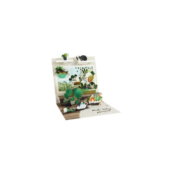 OOH DEER Cats In Plants Layered Greeting Card