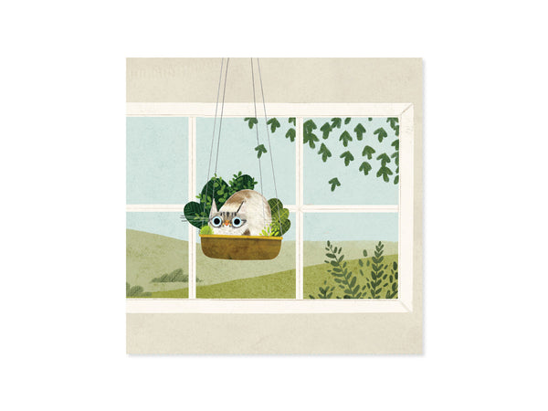 OOH DEER Cats In Plants Layered Greeting Card