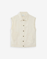 Oversized sleeveless denim jacket buttoned ecru Vallonia