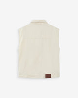 Oversized sleeveless denim jacket buttoned ecru Vallonia