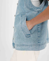 Oversized sleeveless denim jacket buttoned skyblue Vallonia