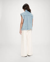 Oversized sleeveless denim jacket buttoned skyblue Vallonia