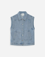 Oversized sleeveless denim jacket buttoned skyblue Vallonia