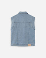 Oversized sleeveless denim jacket buttoned skyblue Vallonia