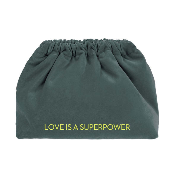 VELVET CLUTCH BAG LOVE IS A SUPERPOWER