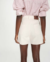Straight high-waist denim shorts ecru Verne