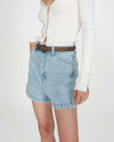 Straight high-waist denim shorts skyblue Verne