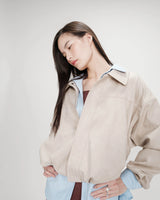 Suedette boxy bomber jacket grege Verve