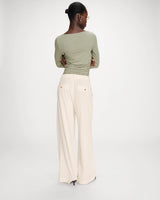 Straight linen tailored pants fine stripes vanille Very