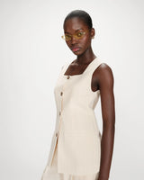 Tailored pinstripe linen sleeveless vest vanille Vic