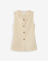 Tailored pinstripe linen sleeveless vest vanille Vic