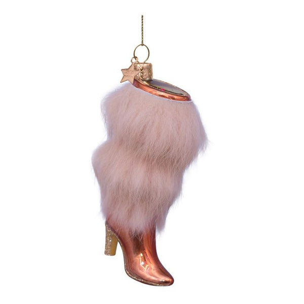 VONDELS Ornament glass orange copper boot fur