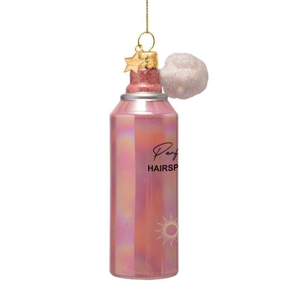 VONDELS Ornament glass pink oil hairspray H12cm