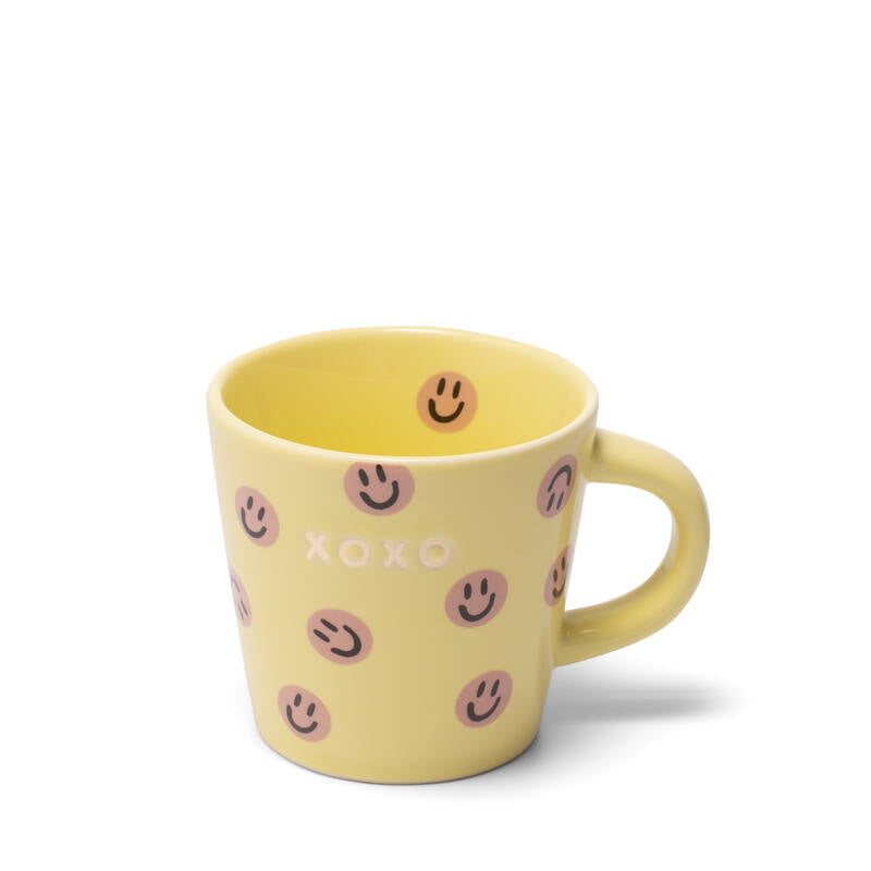 VONDELS Ceramic espresso cup smileys XOXO yellow 80ml
