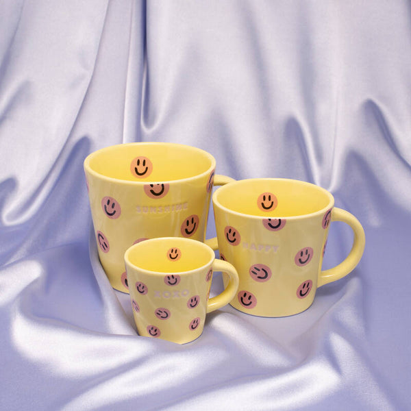 VONDELS Ceramic espresso cup smileys XOXO yellow 80ml
