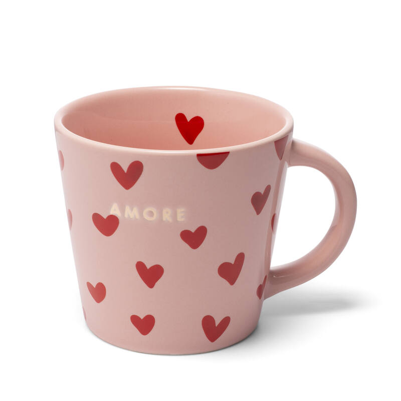 VONDELS Cappuccino cup ceramic hearts amore pink 250ml