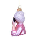 VONDELS Ornament glass pink relaxing selfcare girl with phone