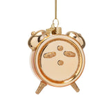 VONDELS Ornament glass shiny gold rich clock alarm H9cm