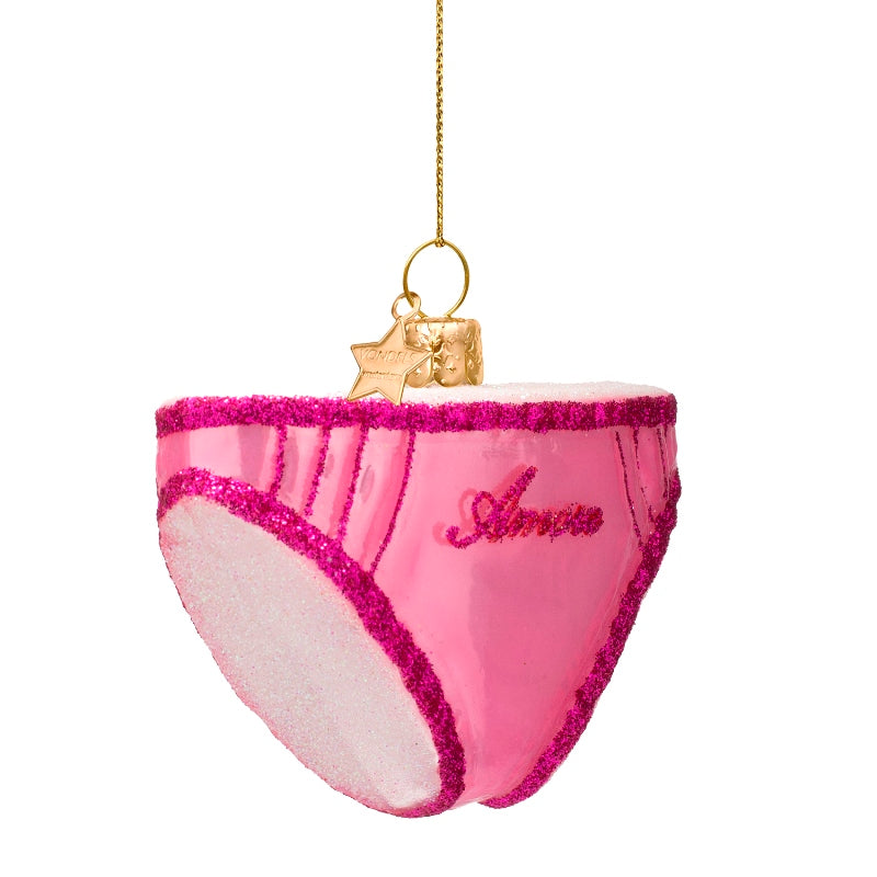 VONDELS Ornament glass shiny bubblegum pink panties