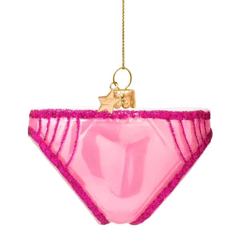 VONDELS Ornament glass shiny bubblegum pink panties