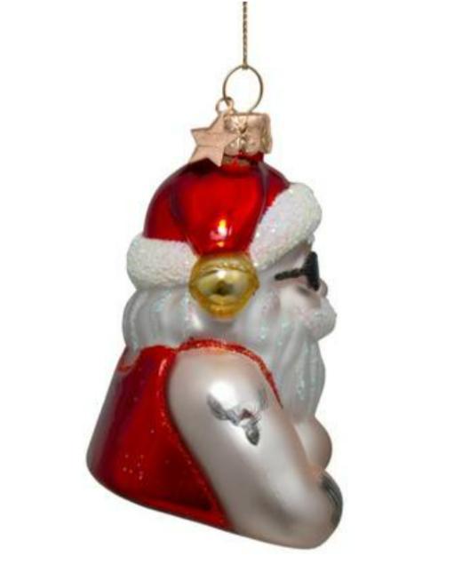 VONDELS Ornament glass red santa tattoos