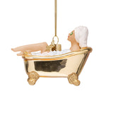 VONDELS Ornament glass woman in shiny gold bath H6cm