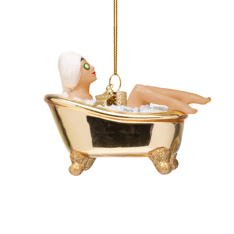 VONDELS Ornament glass woman in shiny gold bath H6cm