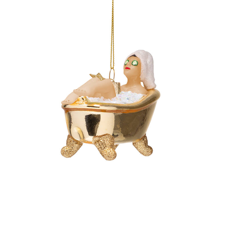VONDELS Ornament glass woman in shiny gold bath H6cm