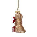 VONDELS Ornament glass cockapoo dog w candy cane