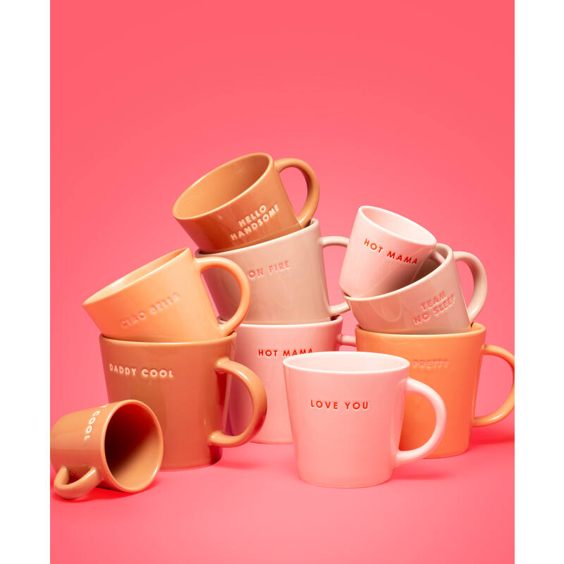 VONDELS Ceramic tea cup HOT MAMA pink 350ml