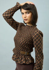 CHECK RUCHED TOP - MULTI CHECK