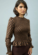 CHECK RUCHED TOP - MULTI CHECK