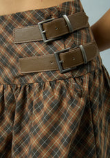 CHECK BUCKLE SKIRT - MULTI CHECK