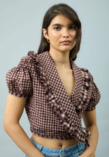 GINGHAM RUFFLE TOP - MULTI CHECK