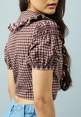 GINGHAM RUFFLE TOP - MULTI CHECK