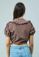 GINGHAM RUFFLE TOP - MULTI CHECK