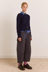 Venna Wrap Merino Wool Cardigan - Navy