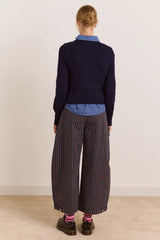Venna Wrap Merino Wool Cardigan - Navy
