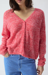 WOMEN'S CARDIGAN NUGGY - FRAISE FLUO CHINE
