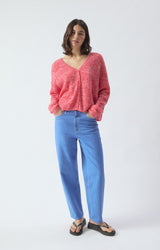 WOMEN'S CARDIGAN NUGGY - FRAISE FLUO CHINE