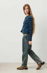WOMEN'S CARDIGAN RAXOW - OLYMPIAD STRIPED CHARCOAL MELANGE