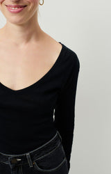 WOMEN'S T-SHIRT LS MASSACHUSETTS - NOIR
