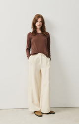 WOMEN'S WIDE-LEG TROUSERS AFAZ - ECRU